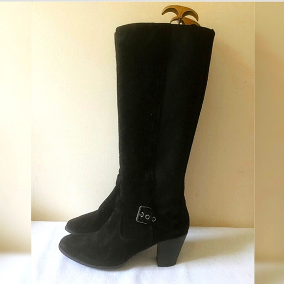 M&S Real Suede Leather Knee High Heels Boots Size 39 - Picture 3 of 7
